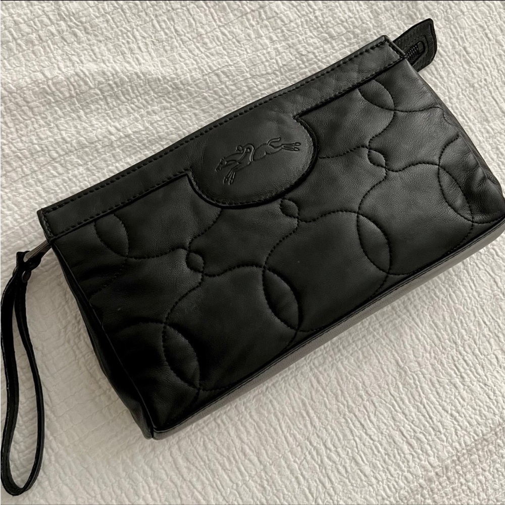 Longchamp Quilted Leather Clutch with Sling Pouch like New in Black